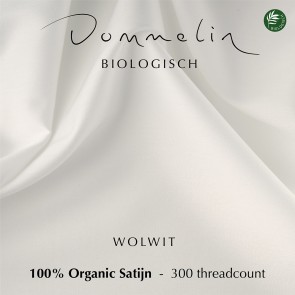 Dommelin Dubbel Split Topper Hoeslaken 10-14 cm Organic Satijn 300TC Wolwit